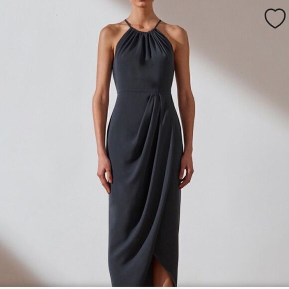 New Shona Joy High Neck Ruched Dress in Green size 4 - Picture 2 of 12